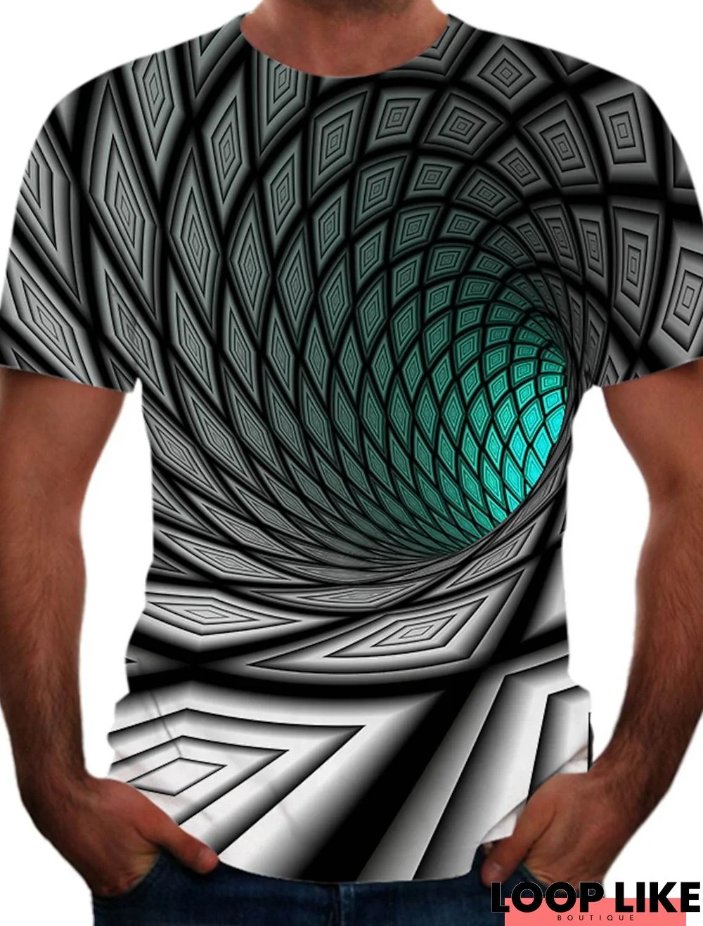 Men's Tee T Shirt 3D Print Graphic Optical Illusion Plus Size Short Sleeve Athletic Tops