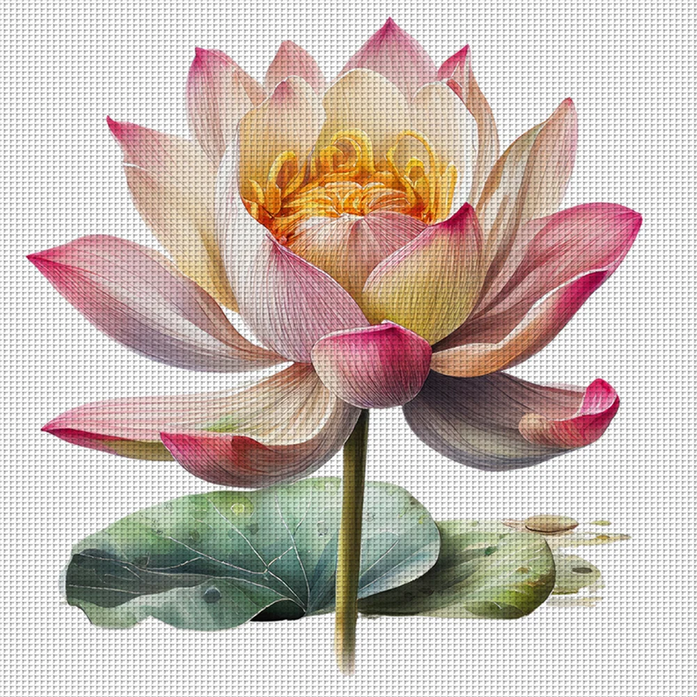 DIY Stamped Cross Stitch 11CT Full Embroidery 40*40cm - Lotus