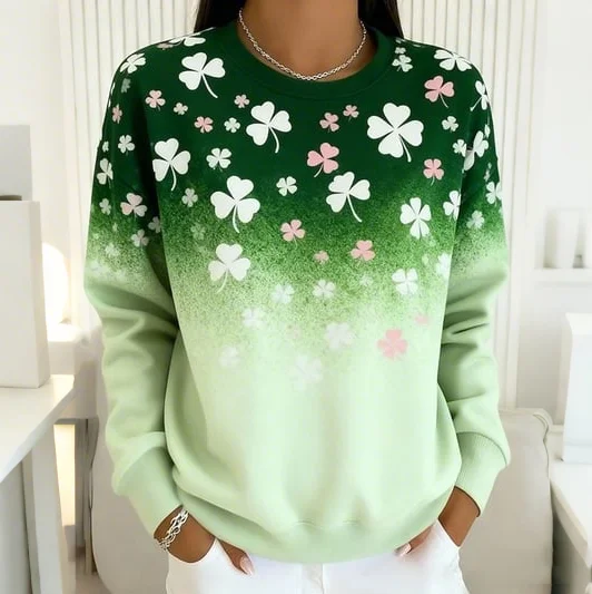 Women's St. Patrick's Day Shamrock Print Sweatshirt