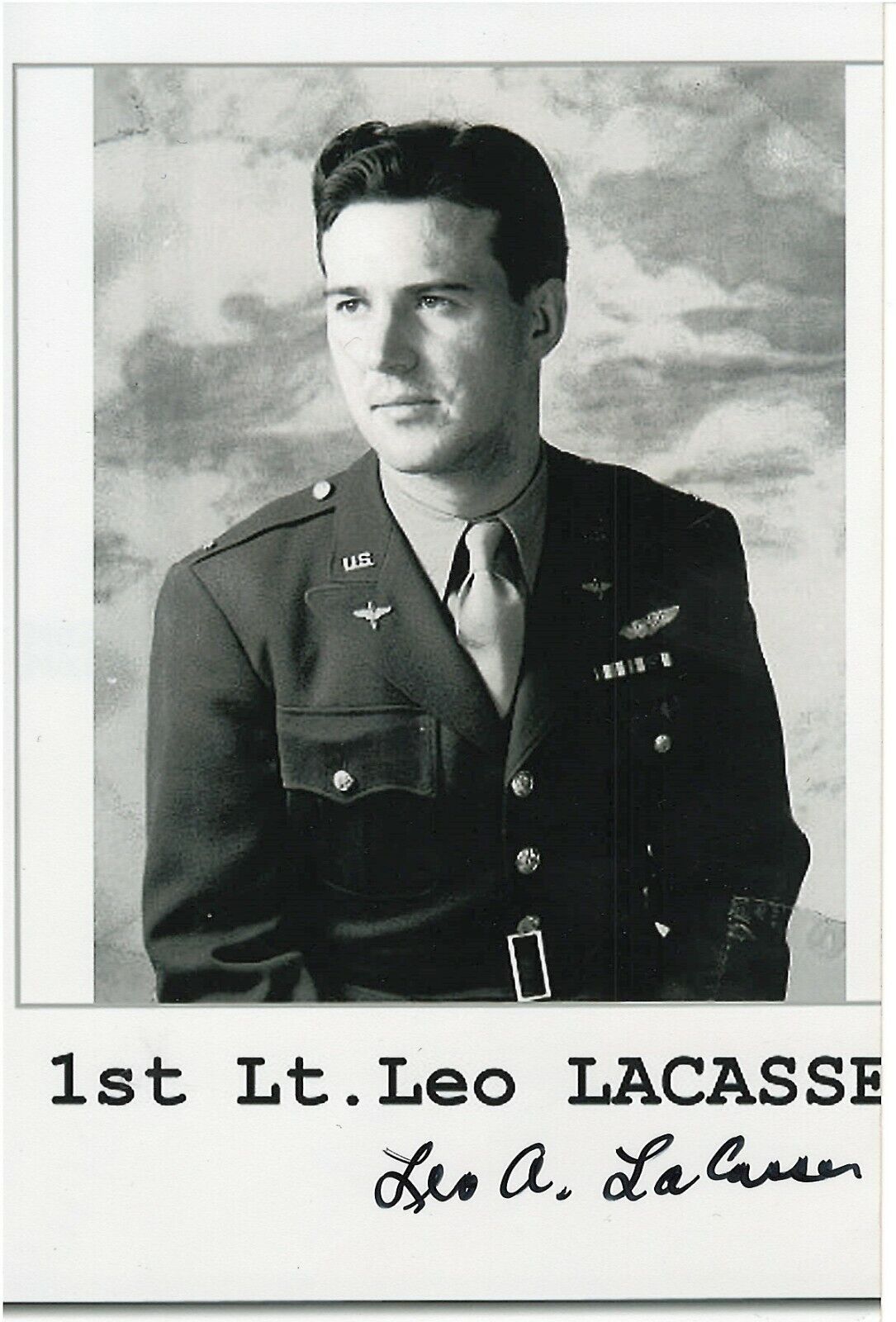 LEO LACASSE 8TH AIR FORCE 385TH BOMB GROUP B-17 PILOT RARE SIGNED Photo Poster painting