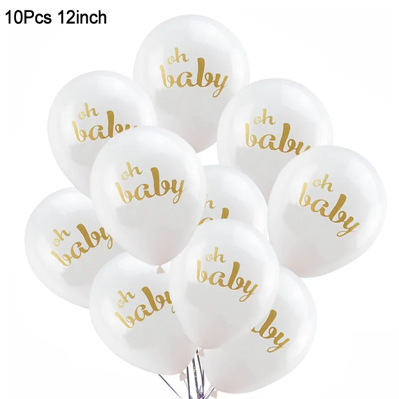 Oh Baby Gold Dot Disposable Tableware Set Boy Girl Baby Shower Favor Gender Reveal Balloon Banner Kids Birthday Party Decoration