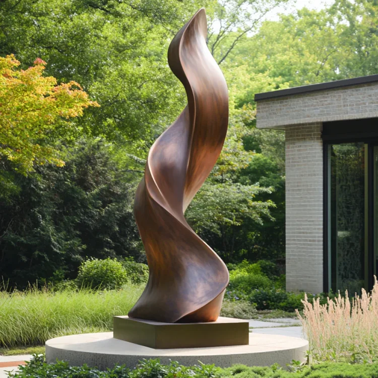 Flame of Serenity Bronze Abstract Garden Sculpture &ndash; Outdoor Art Sculpture for Modern Landscapes