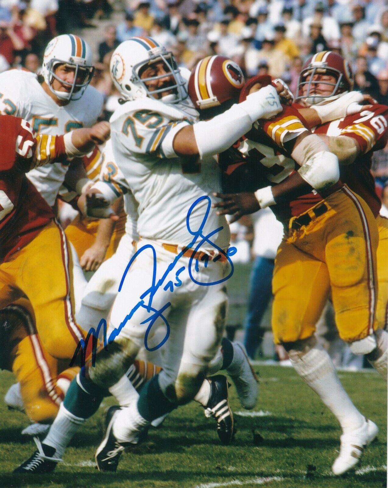 MANNY FERNANDEZ MIAMI DOLPHINS 17-0 ACTION SIGNED 8x10