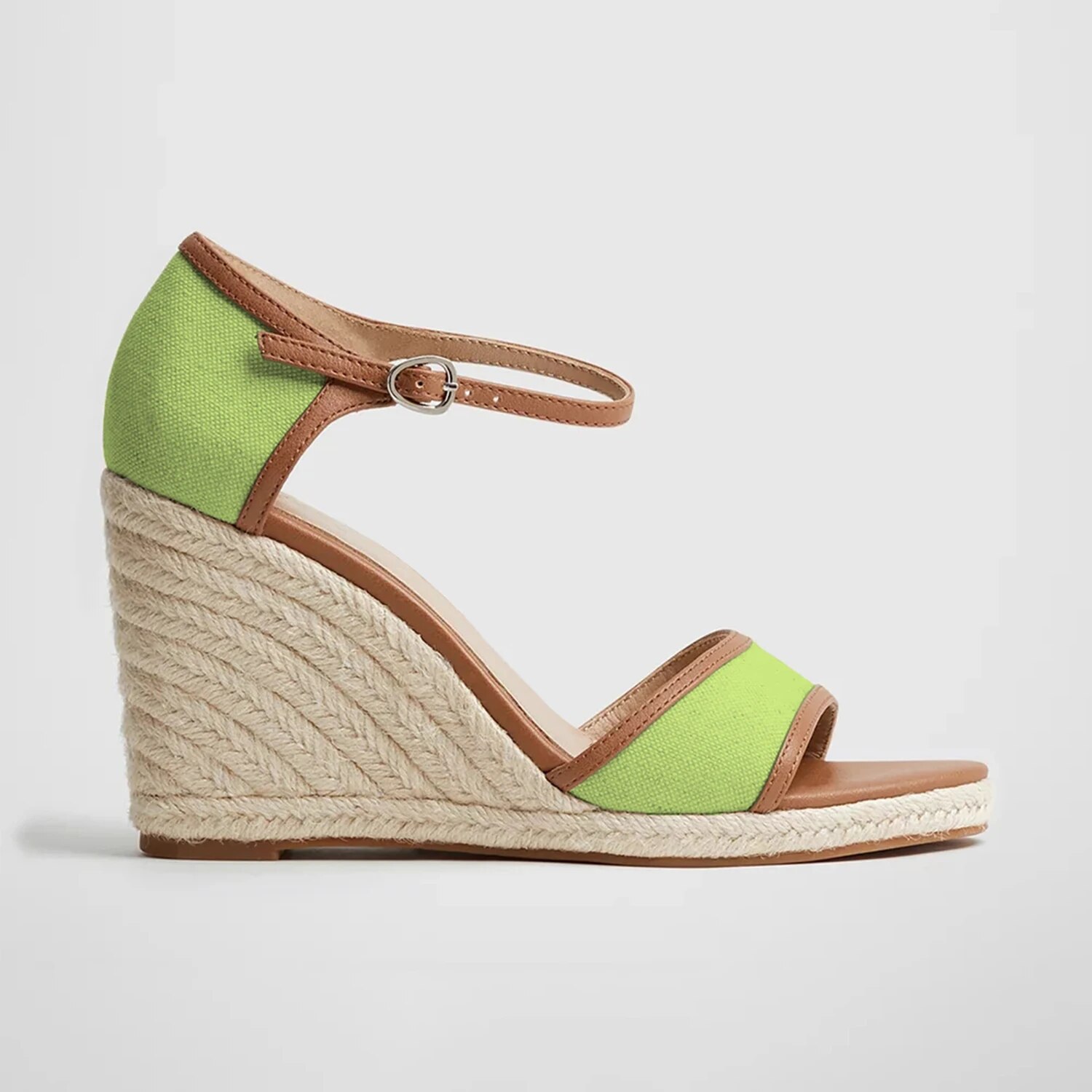 TAAFO High Wedges Heel Women Canvas Sandals Platform Open Toe Ankle Wrap Ladies Dress Buckle Strap Shoes 