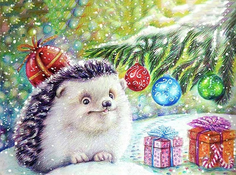 

Christmas Hedgehog – Paint By Numbers - 40*50CM, 501 Original