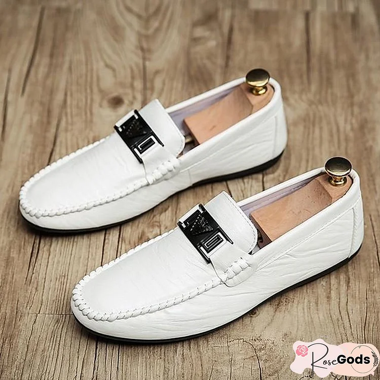 Men's Summer Daily Loafers & Slip-Ons Pu White / Black / Gray