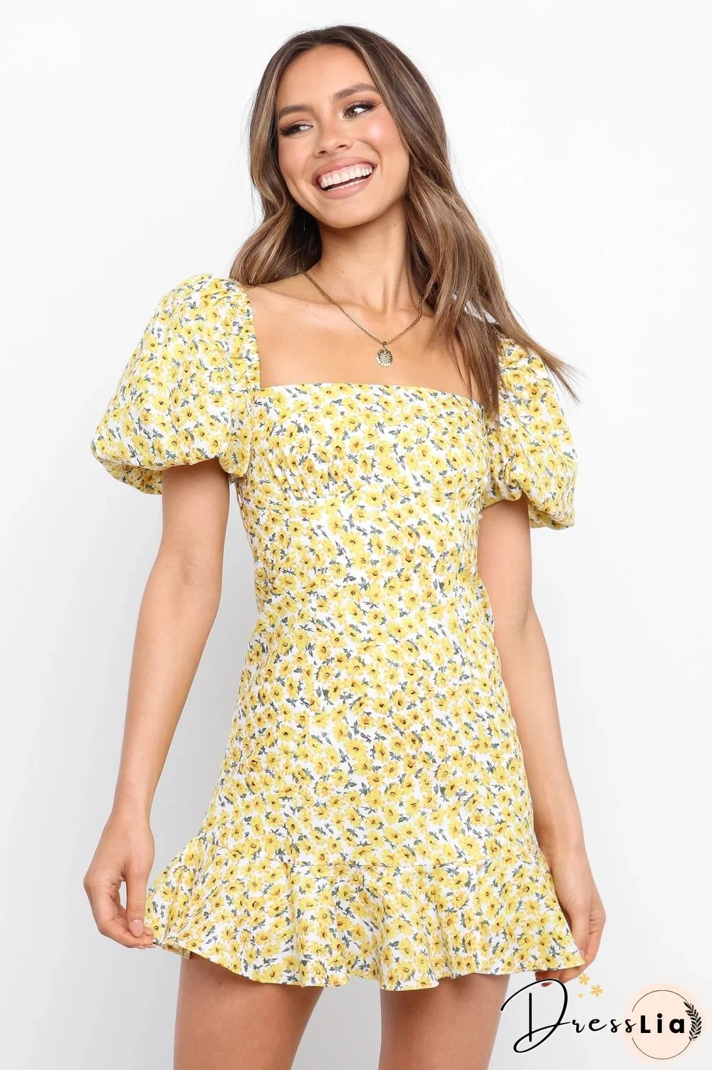 Women's Summer Square Collar Print Dress