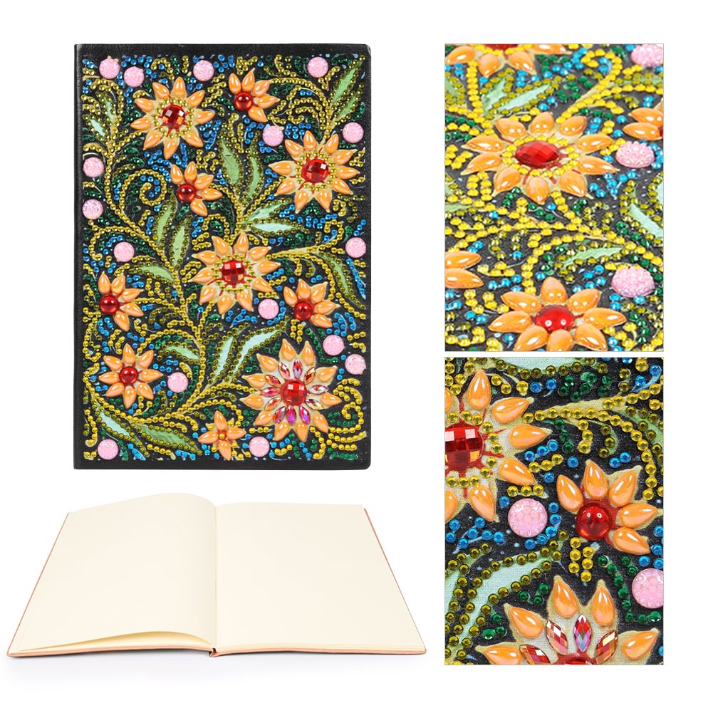 DIY Flower Special Shaped Diamond Painting 50 Pages A5 Sketchbook Notebook【No Strip】