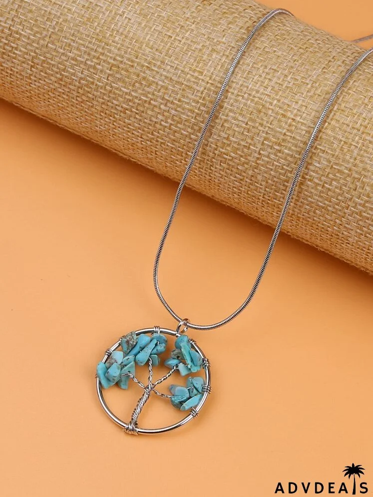 Stone Tree Charm Necklace