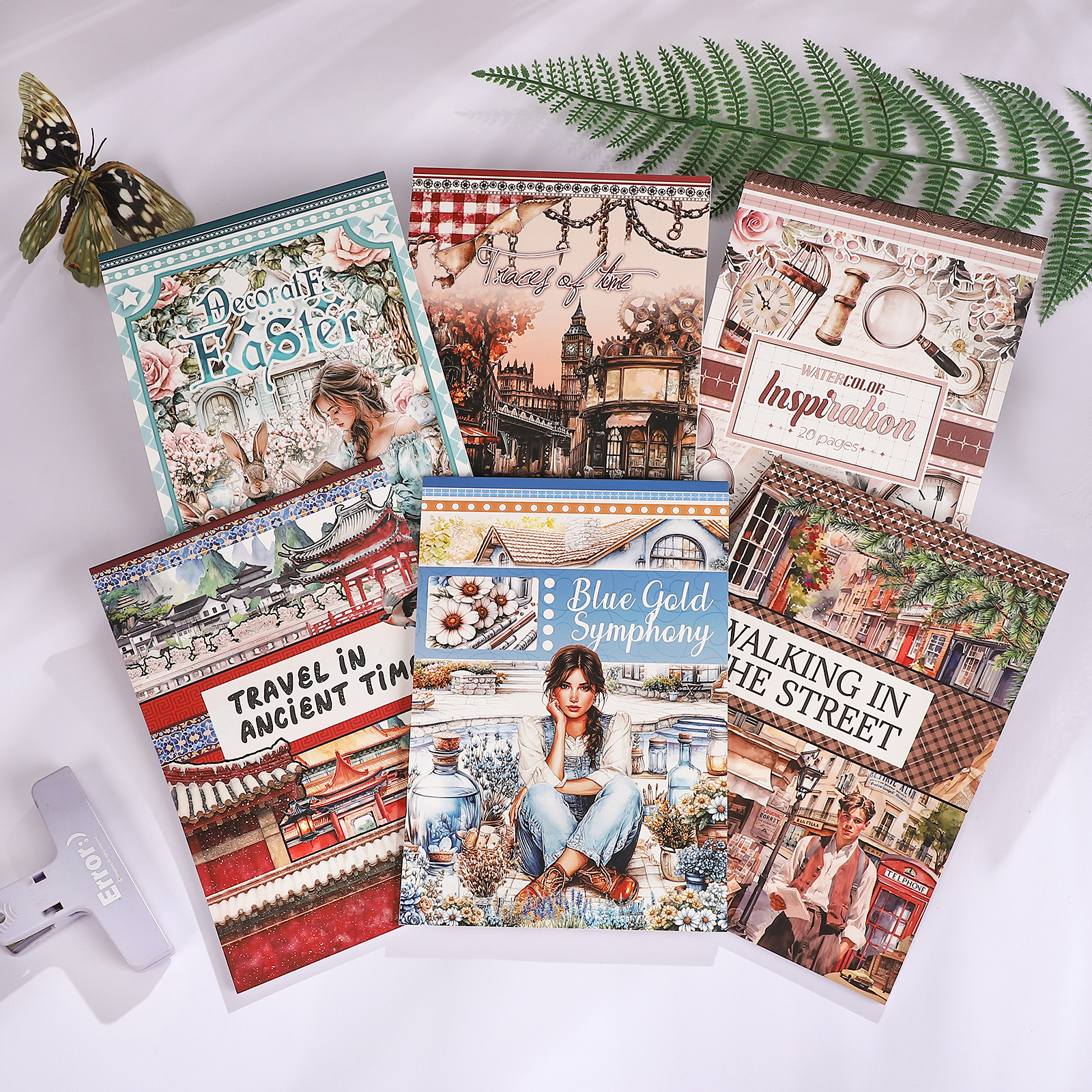 스티커북 - 빈티지 캐릭터 꽃 성 풍경