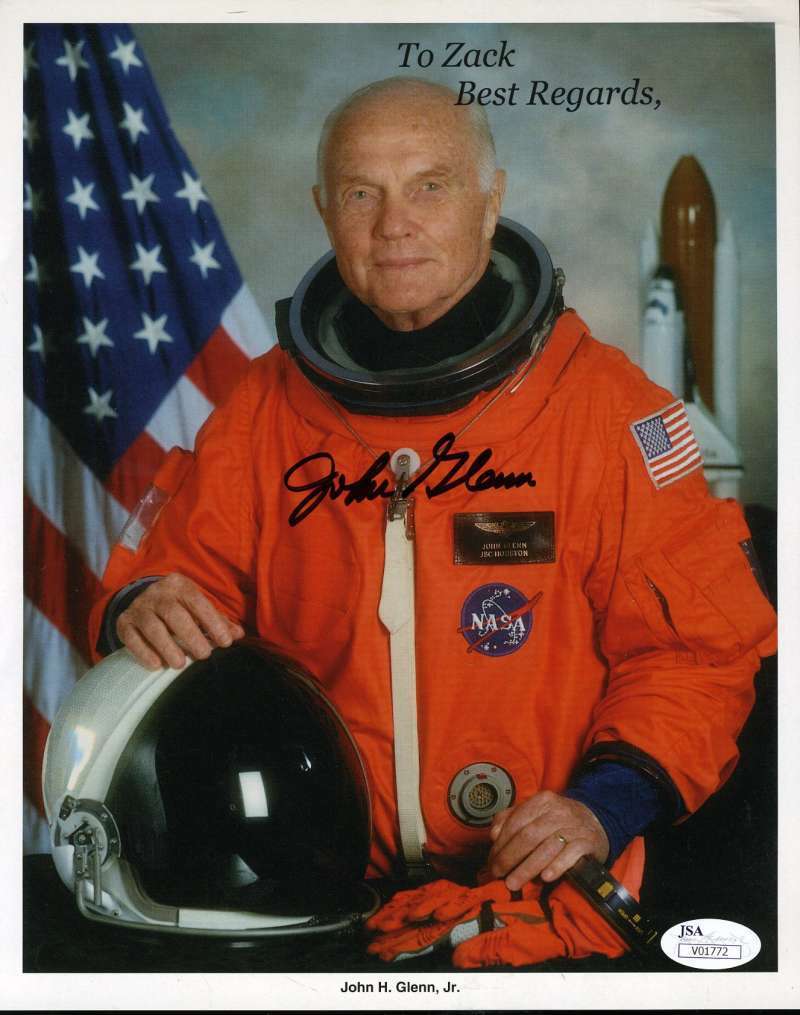 John Glenn Jsa Cert Hand Signed 8x10 Photo Poster painting Autograph Authentic