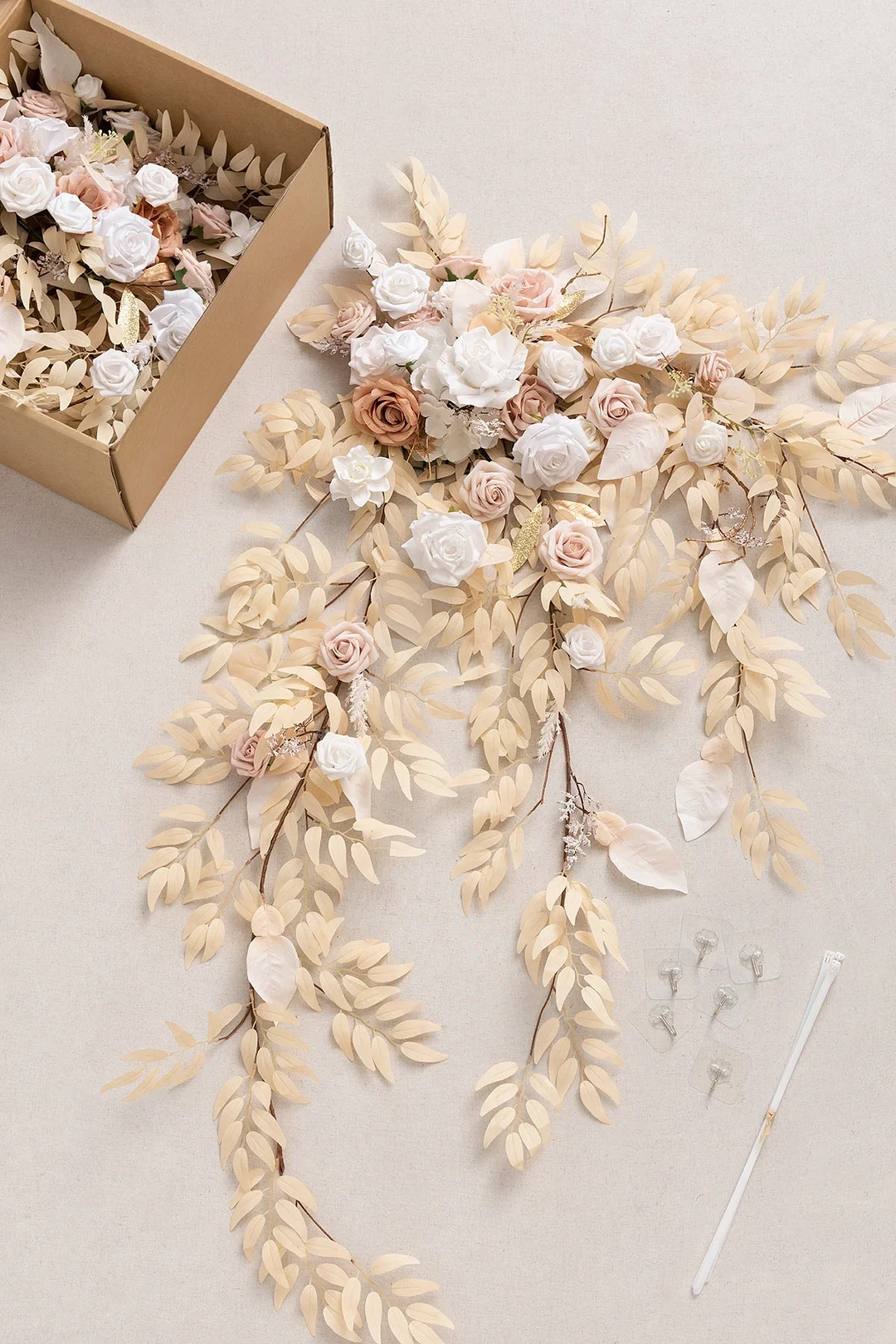 Flat Arch Flower in White & Beige