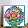 Flower Glass Painting - 11CT Stamped Cross Stitch 40*40cm/15.75*15.75in(glass painting cross stitch) tapestrymarket