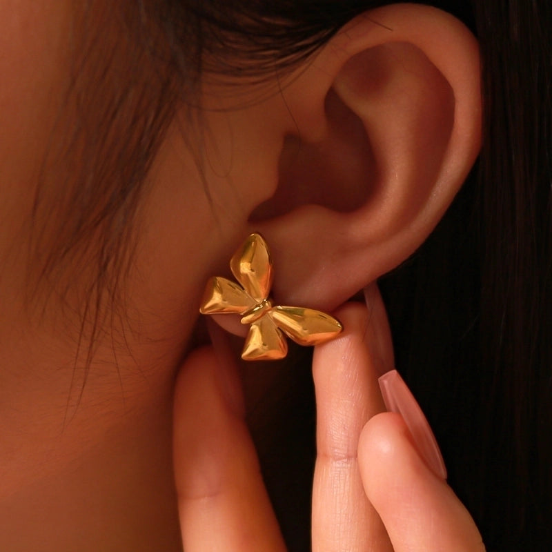 1 Pair Minimalist Butterfly 304 Stainless Steel 18K Gold Plated Ear Studs