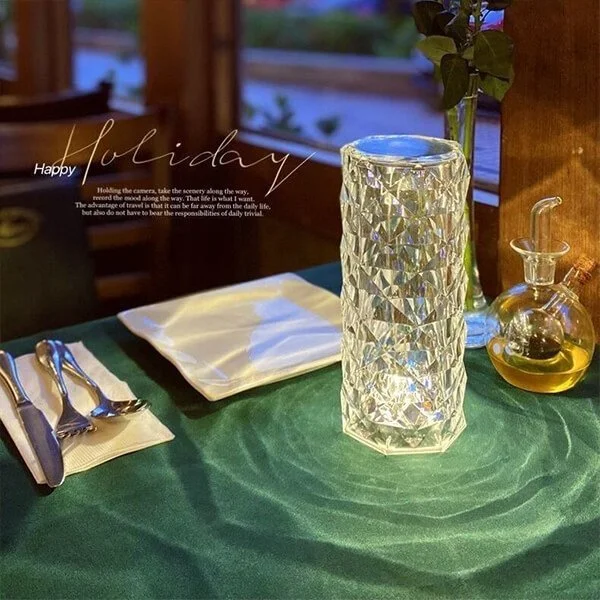Crystal Table Lamp Rose Lamp with Touch Control