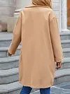 Fashion Solid Color Buttoned Notched Collar Long Sleeves Woolen Outerwear