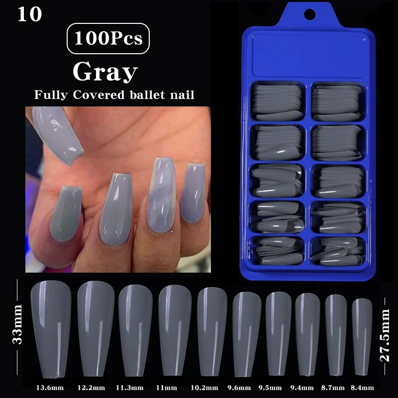 100Pcs Black White False Nail Tips Full Cover Acrylic Almond Coffin Candy Colorful Fake Nails Tip Manicure Extension Nail Tool-Nail Inspo