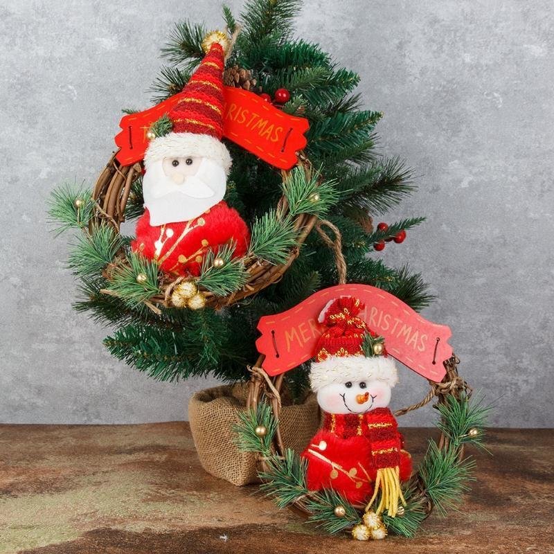 Christmas Wreath For Front Door Santa Claus Snowman Decorative、、sdecorshop