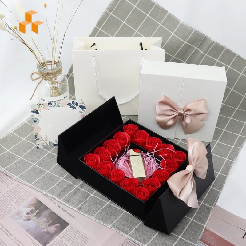 Eternal Rose Gift Box Double Door 16 Rose Paper Box Bow Jewelry Lipstick Perfume Packaging Box