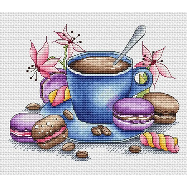 Coffee Cup Afternoon Tea - Printed Cross stitch 11CT 31*27CM