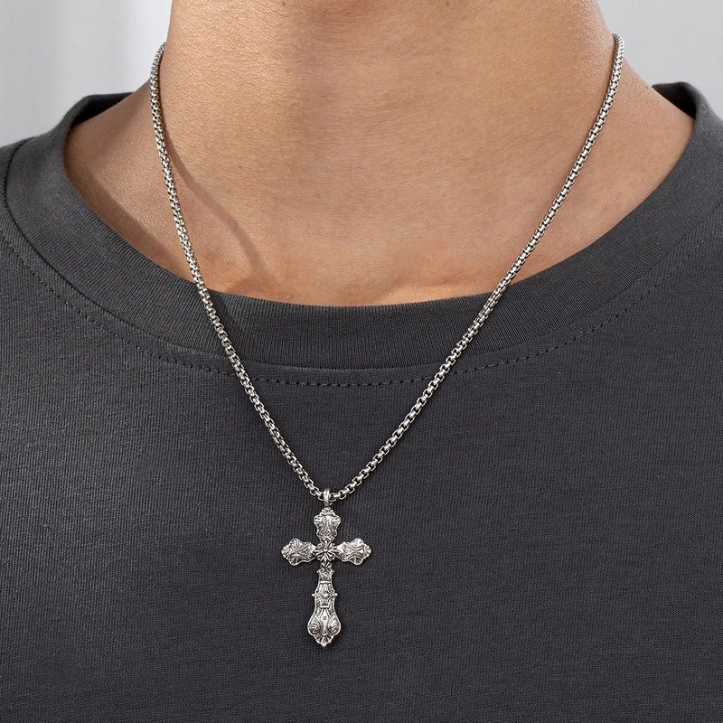 Vintage Style Cross Iron Zinc Alloy Men's Pendant Necklace