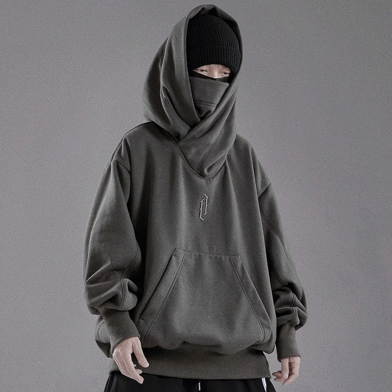 Cyberpunk Trendy Hooded Plus Fleece Sweatshirt Techwear Shop
