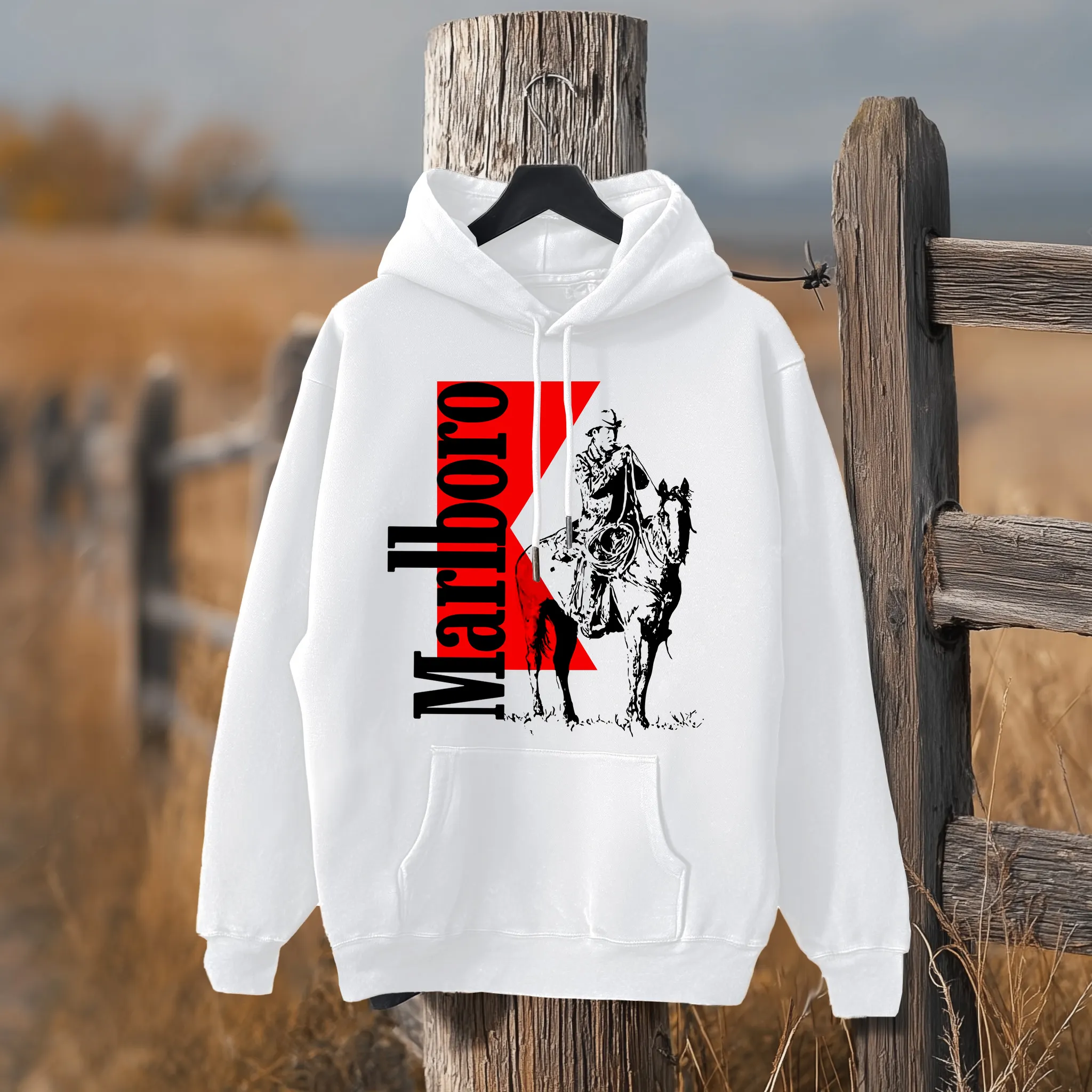 Stylish Western-Inspired Cowboy Print Hoodie