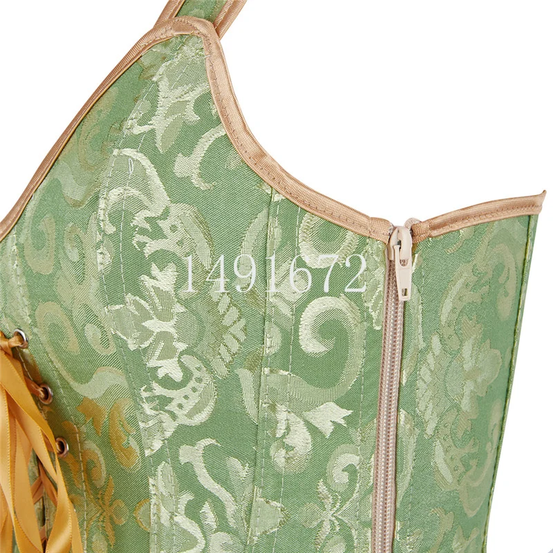 Billionm Corset Sexy Bustier Vest Top Zipper Lingerie Plus Size Gothic Brocade Victorian Corselet for Women Burlesque Black White Green