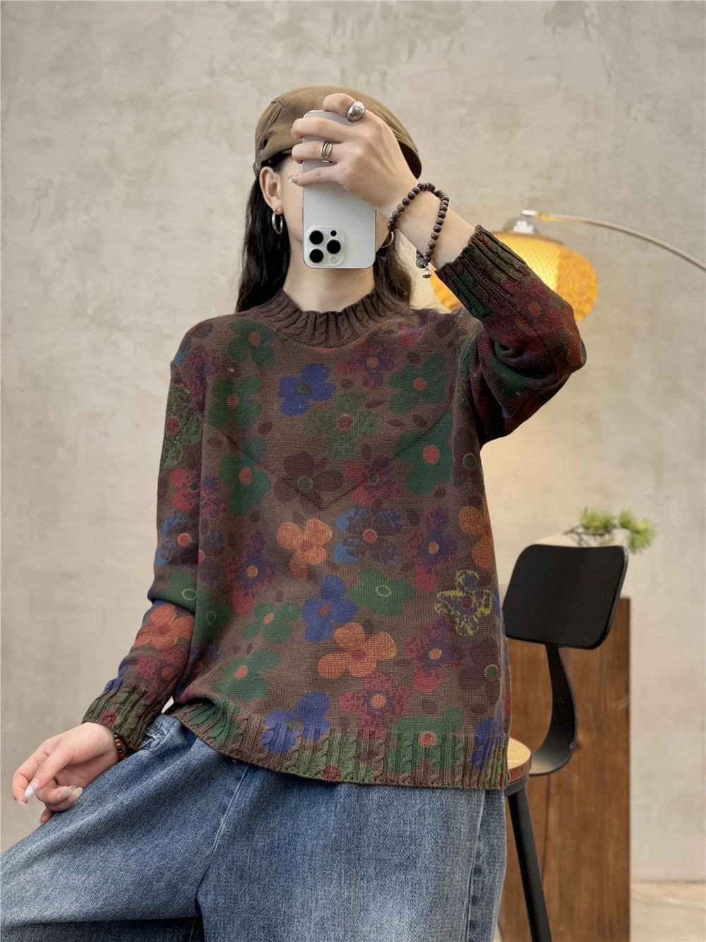 Chicfifth Sweater Women Winter Long Sleeve High Quality Autumn Vintage Top Knitted Cardigan