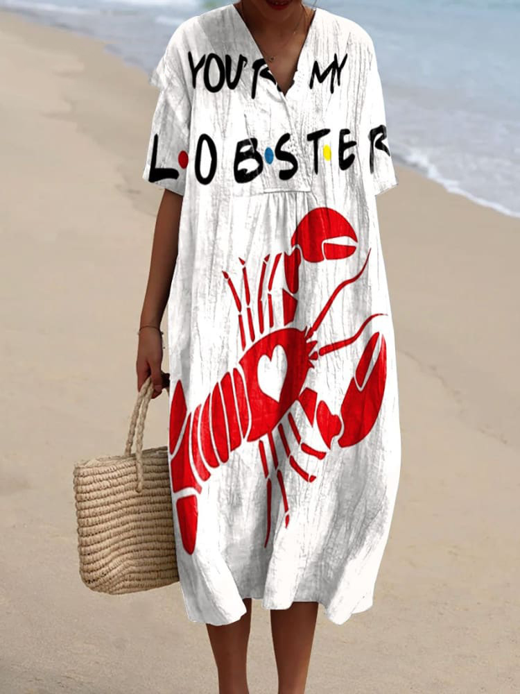 Women's Vintage You're My Lobster Art Print Flowy Dress