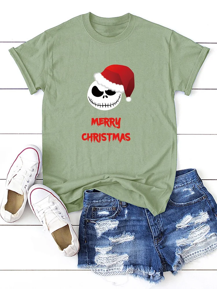 Bestdealfriday Voodoo Doll Christmas Hat Merry Christmas Graphic Tee