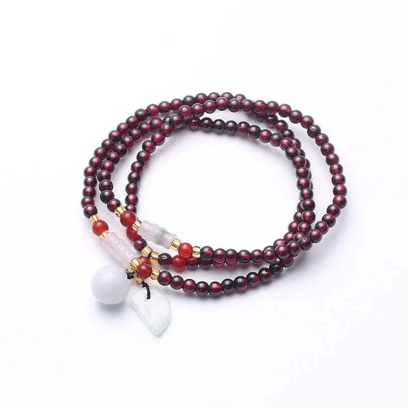 108 Garnet Gourd Leaf Necklace Blessing Protection Mala Bracelet