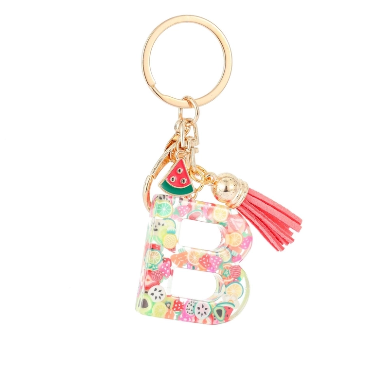 Cute Letter Tassel Watermelon Resin Unisex Keychain