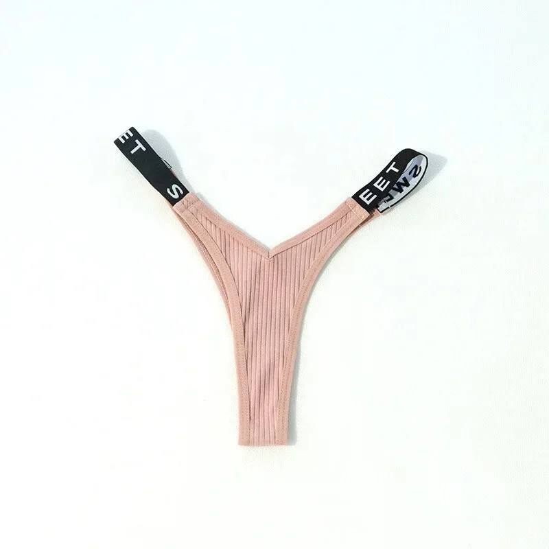 Billionm Lightweight Breathable Sexy Lingerie French Low Waist Thong Plus Size Letter Belt Simple Soft Underwear Women Panties