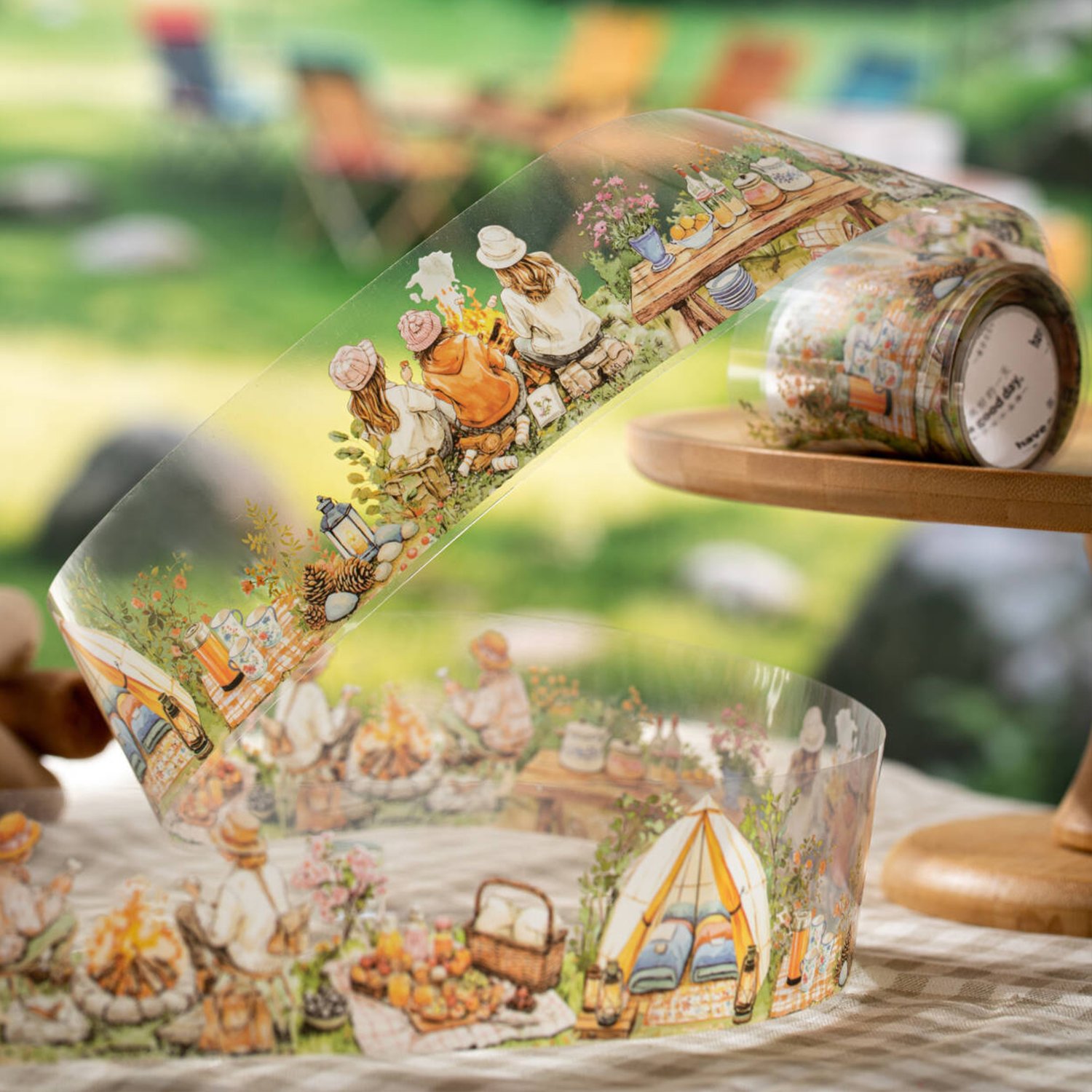 PET 테이프 - 50mm*200cm 캠핑 플랜 시리즈 빈티지 나무 꽃 캐릭터