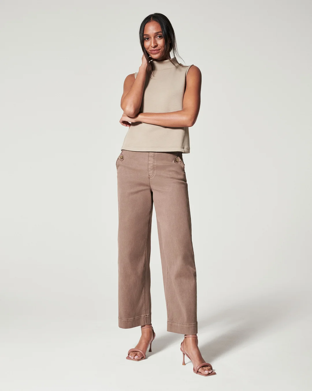 Stretch Twill Cropped Wide Leg Pant