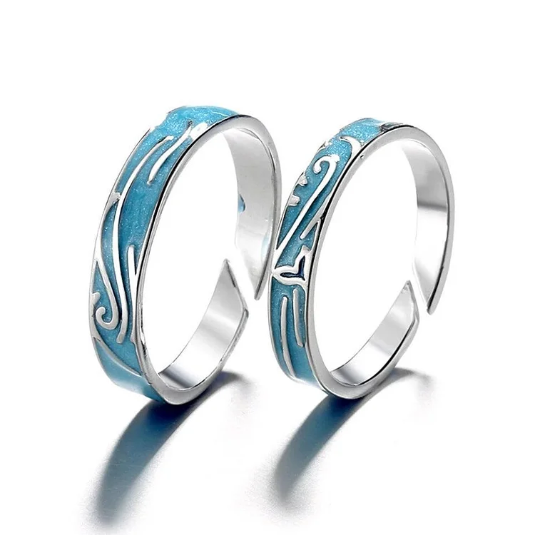 6mm Blue Oceans Matching Unisex Rings