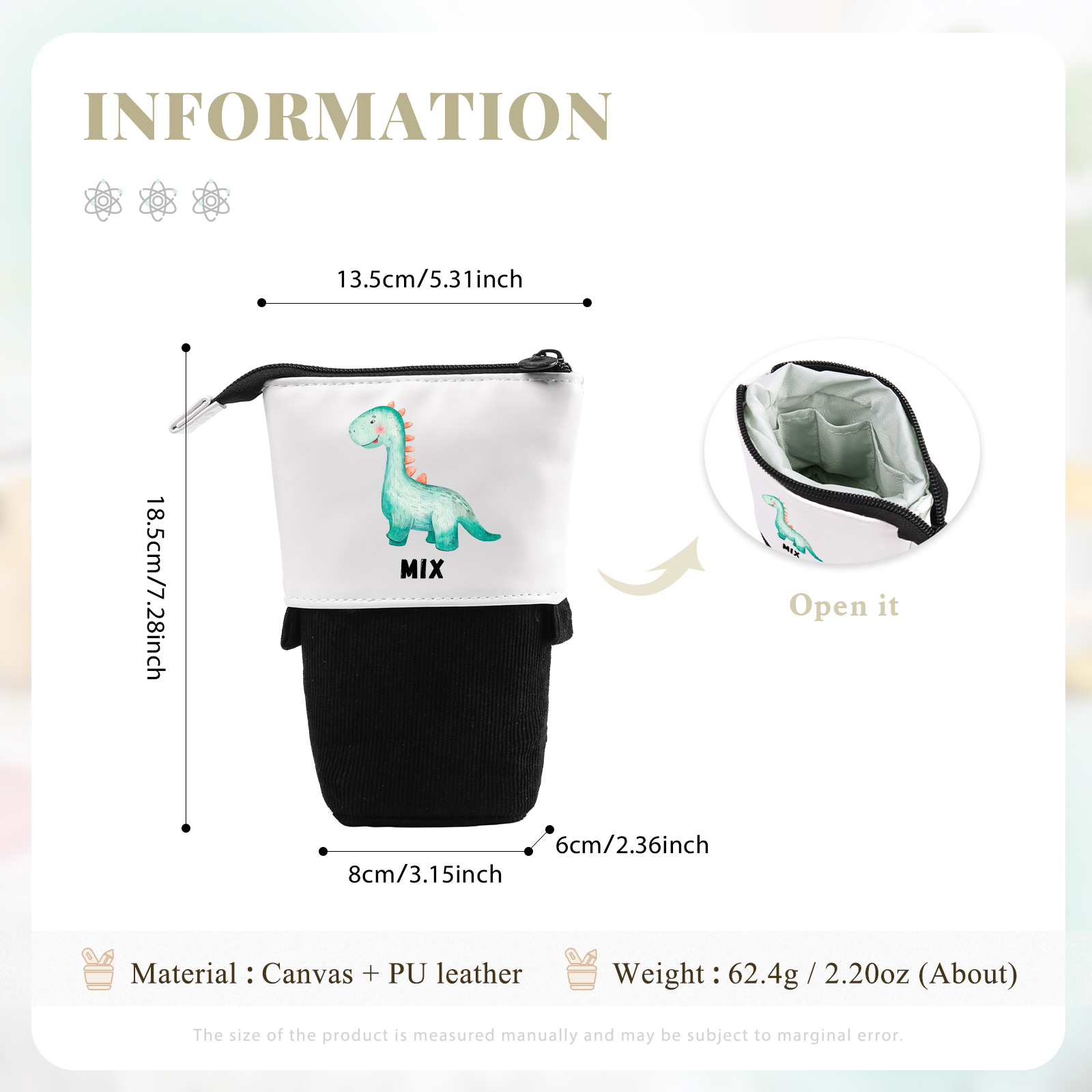 Personalised Pencil Case Custom Name & Dinosaur Pattern Pen Pouch Back To School Gift for Boys Girls-Jessemade AU