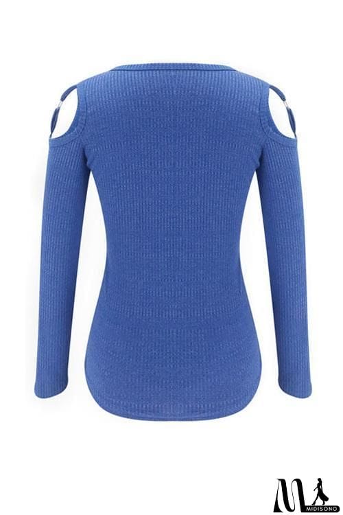 MidiSono - Cold Shoulder Long Sleeve T Shirt