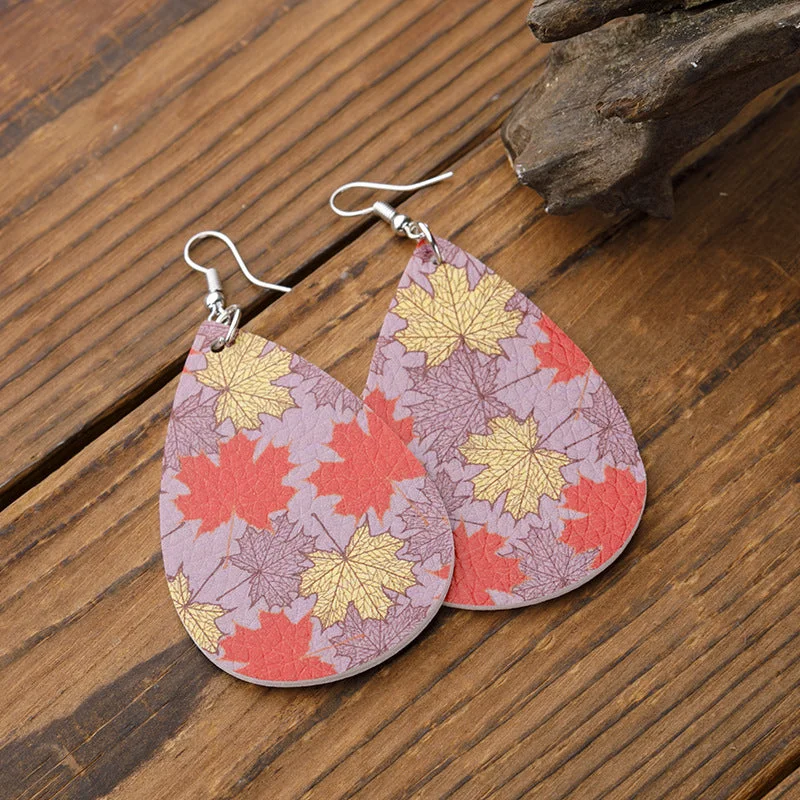 Maple Leaf Thanksgiving Leather Earrings