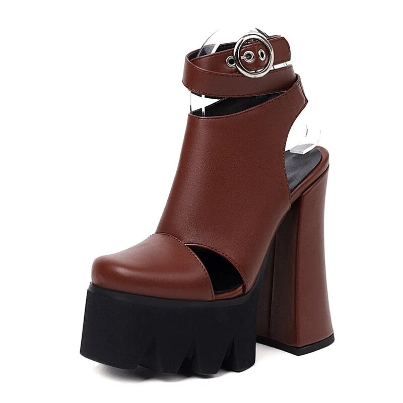 Gdgydh Roman Style Ankle Strap Footwear Women Heels Sexy High Heel Shoes Platform Pumps For Party Office Lady Luxury Trendy Shoe