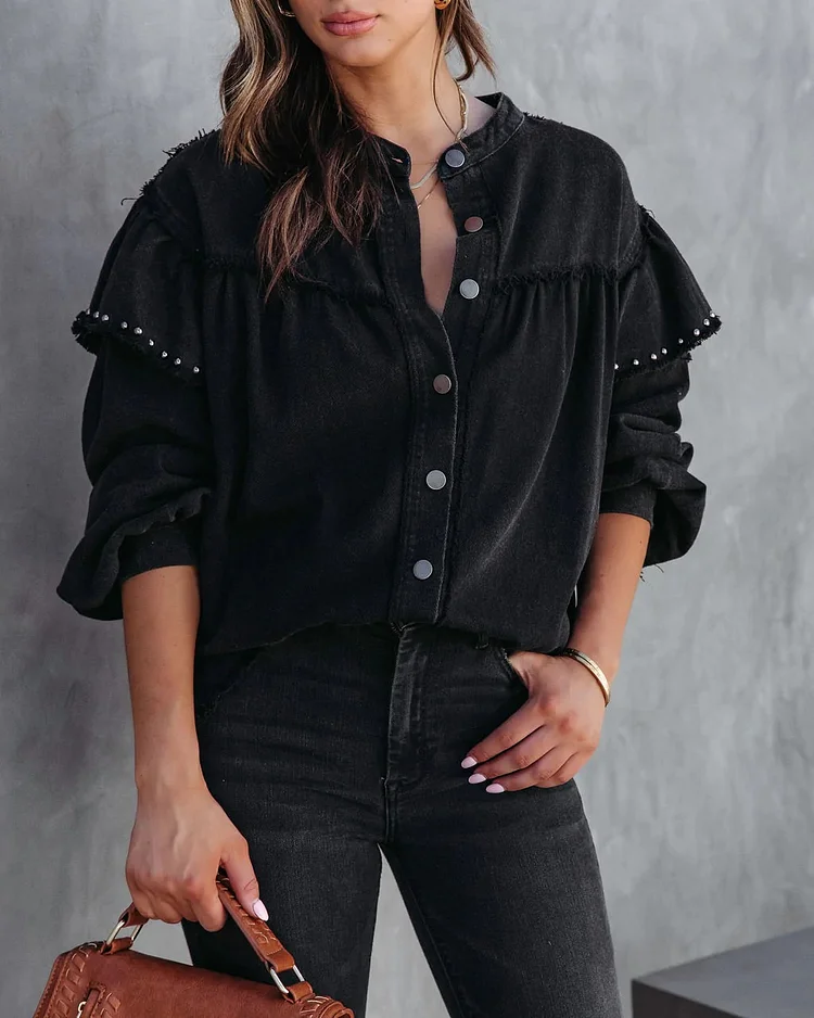 DARCEY STUDDED FRAYED LIGHTWEIGHT JACKET