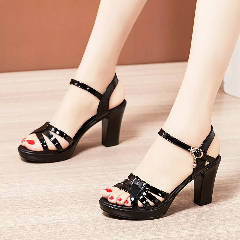 Woman Sexy High Heels Ladies Summer Dress Shoes For Women 2022 Female Leather Platform Wedge Heel Elegant Sandal 32 35 36 37 43