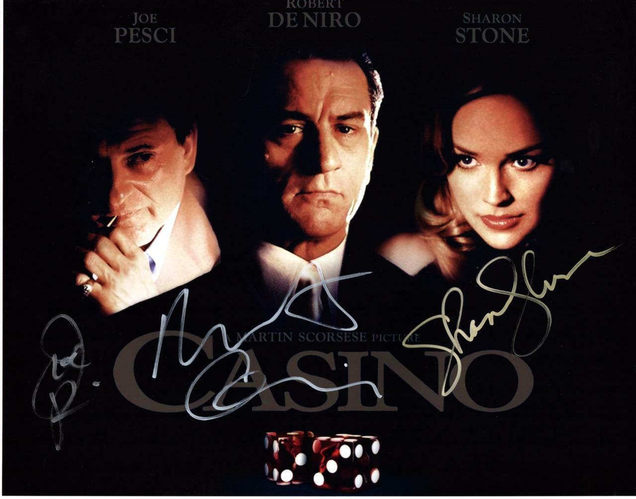 Joe Pesci Sharon Stone Robert DeNiro Signed 11x14 Pic Autographed Photo Poster painting with COA