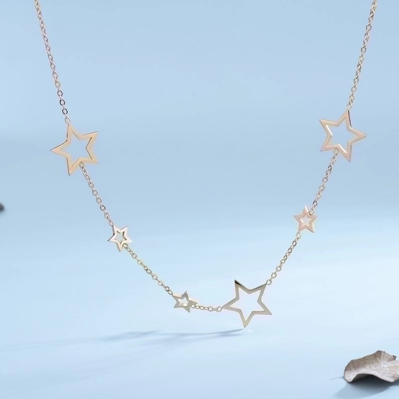 Casual Classic Style Star Titanium Steel 18K Gold Plated Plating Necklace