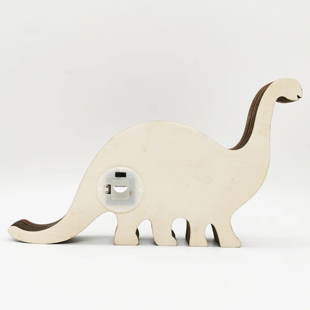 Purexcellent™ New creative forest animal wood carving long neck dinosaur desktop handicraft ornament