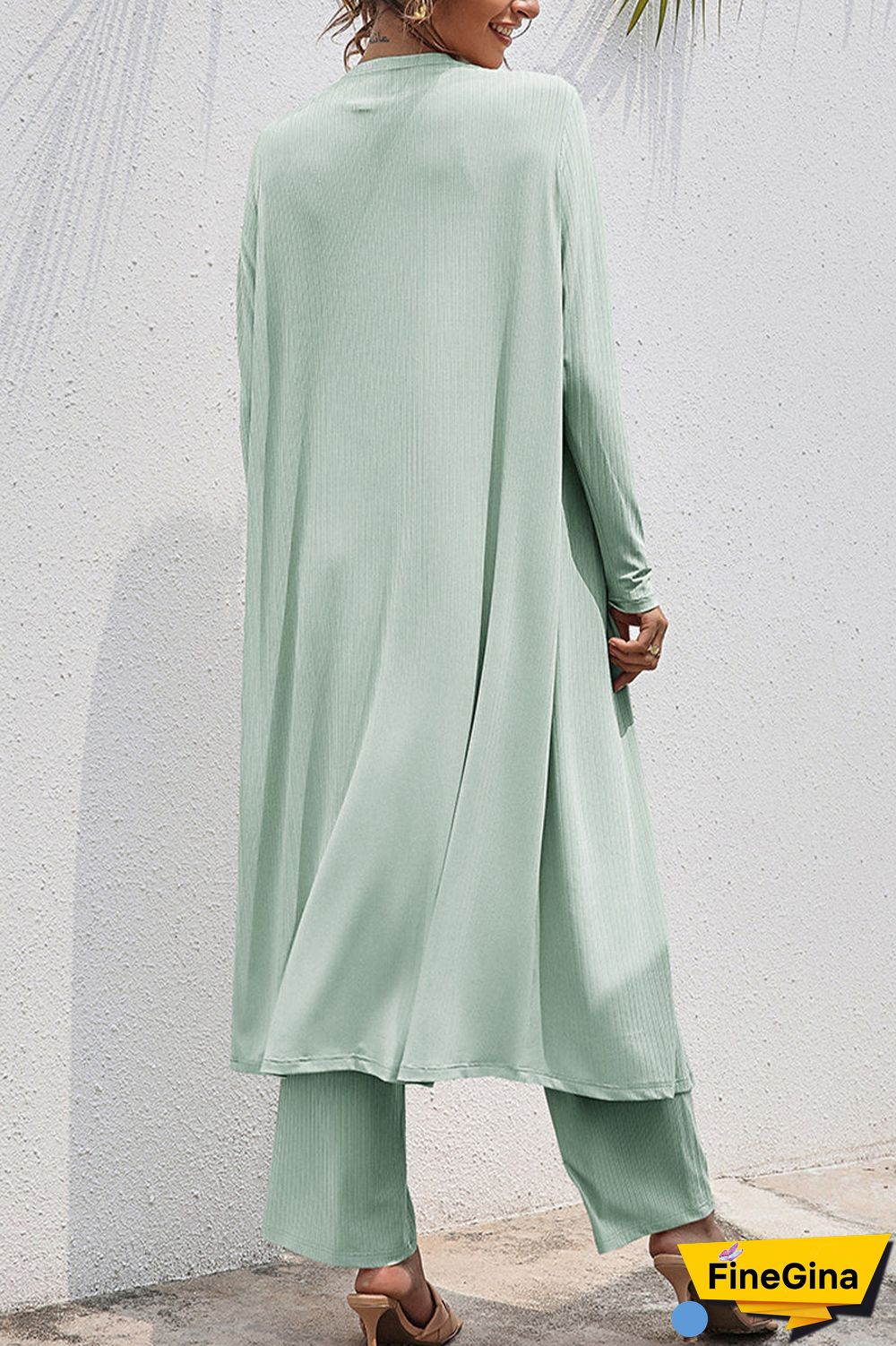 Casual Daily Solid Frenulum Cardigan Collar Long Sleeve Two Pieces
