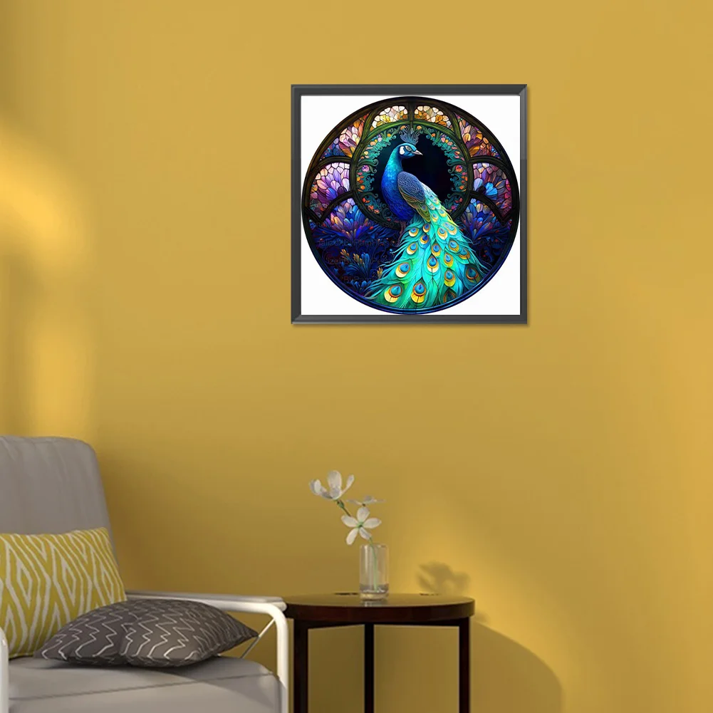 Diamond Painting - Full Round Drill - Stained Glass Peacock(30*30cm)