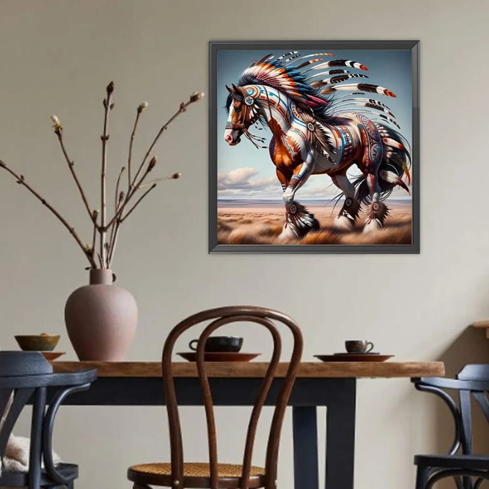 Diamond Painting - Full Round Drill - Indian Horse(Canvas|40*40cm)