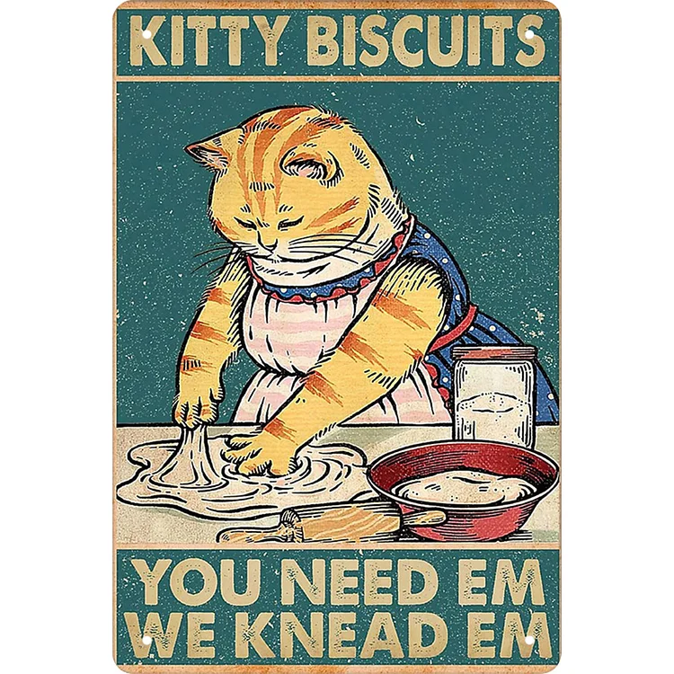Kitchen Cat - Vintage Tin Signs/Wooden Signs - 7.9x11.8in & 11.8x15.7in